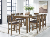 Urbinforte Light Brown Counter Height Dining Table and 8 Barstools from Ashley - Luna Furniture
