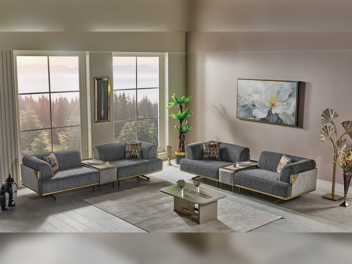 Urla 4-pieces (Sofa & Module Sofa & 2 Chair) Livingroom Set in Grey from Furnia - Luna Furniture