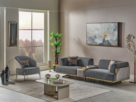 Urla 4-pieces (Sofa & Module Sofa & 2 Chair) Livingroom Set in Grey from Furnia - Luna Furniture