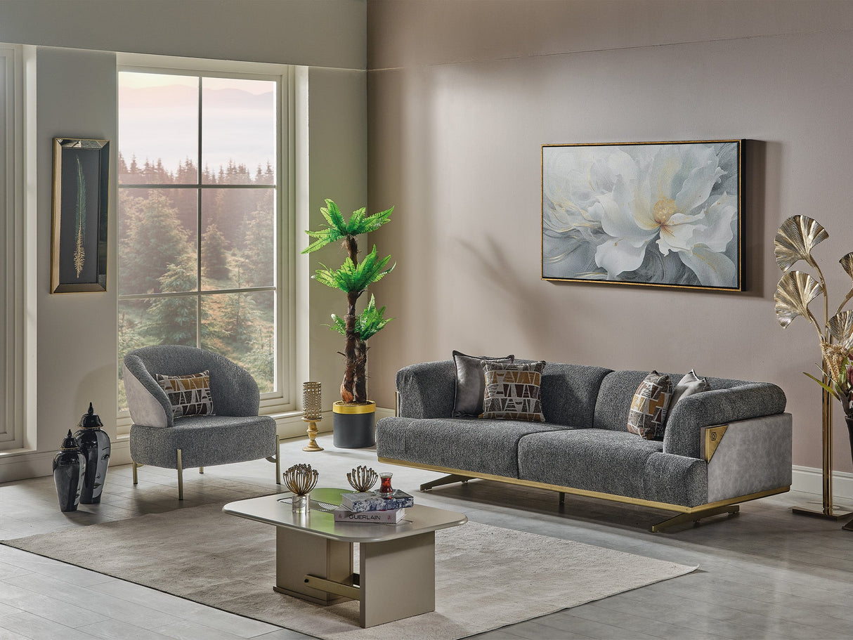 Urla Stationary Sofa in Grey from Furnia - Luna Furniture