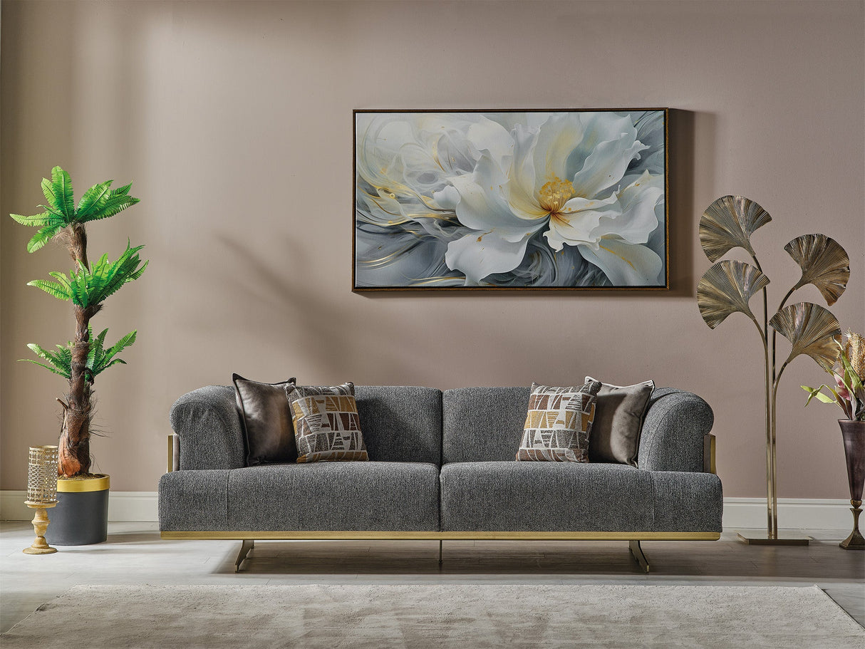 Urla Stationary Sofa in Grey from Furnia - Luna Furniture