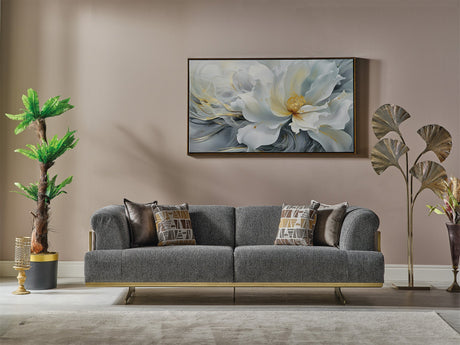 Urla Stationary Sofa in Grey from Furnia - Luna Furniture