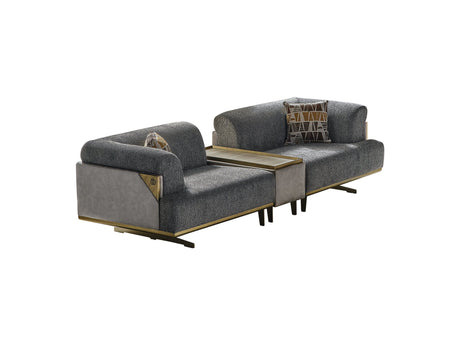 Urla 4-pieces (Sofa & Module Sofa & 2 Chair) Livingroom Set in Grey from Furnia - Luna Furniture