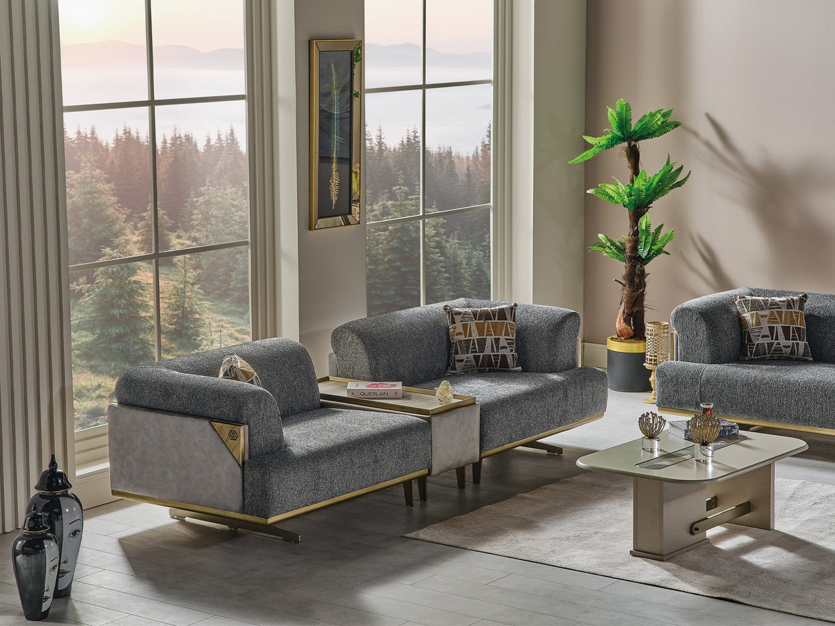 Urla 4-pieces (Sofa & Module Sofa & 2 Chair) Livingroom Set in Grey from Furnia - Luna Furniture
