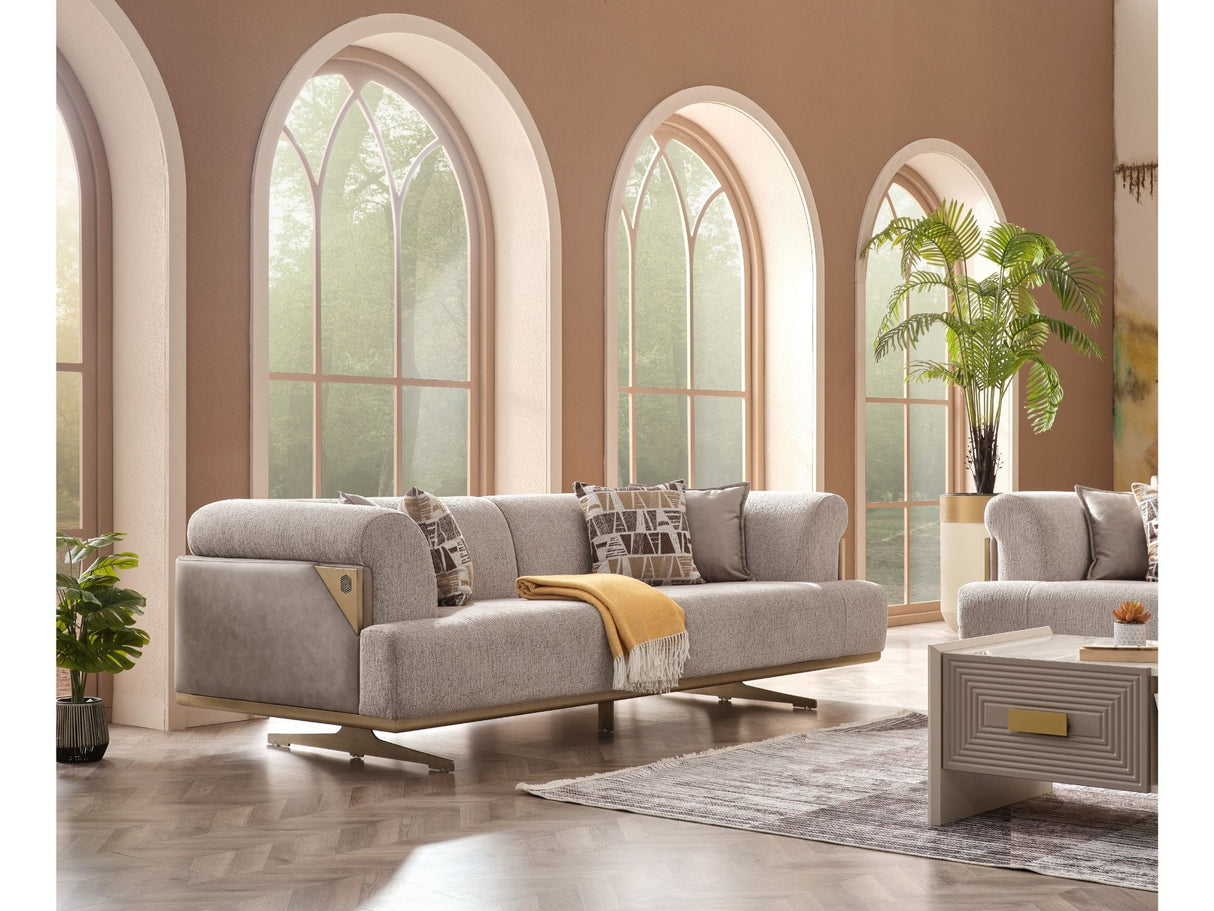 Urla 4-pieces (Sofa & Module Sofa & 2 Chair) Livingroom Set in Cream from Furnia - Luna Furniture