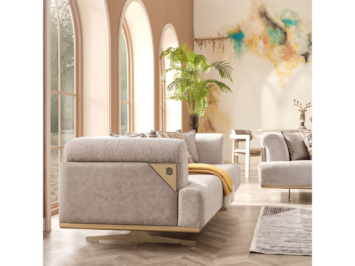 Urla Stationary Sofa in Cream from Furnia - Luna Furniture
