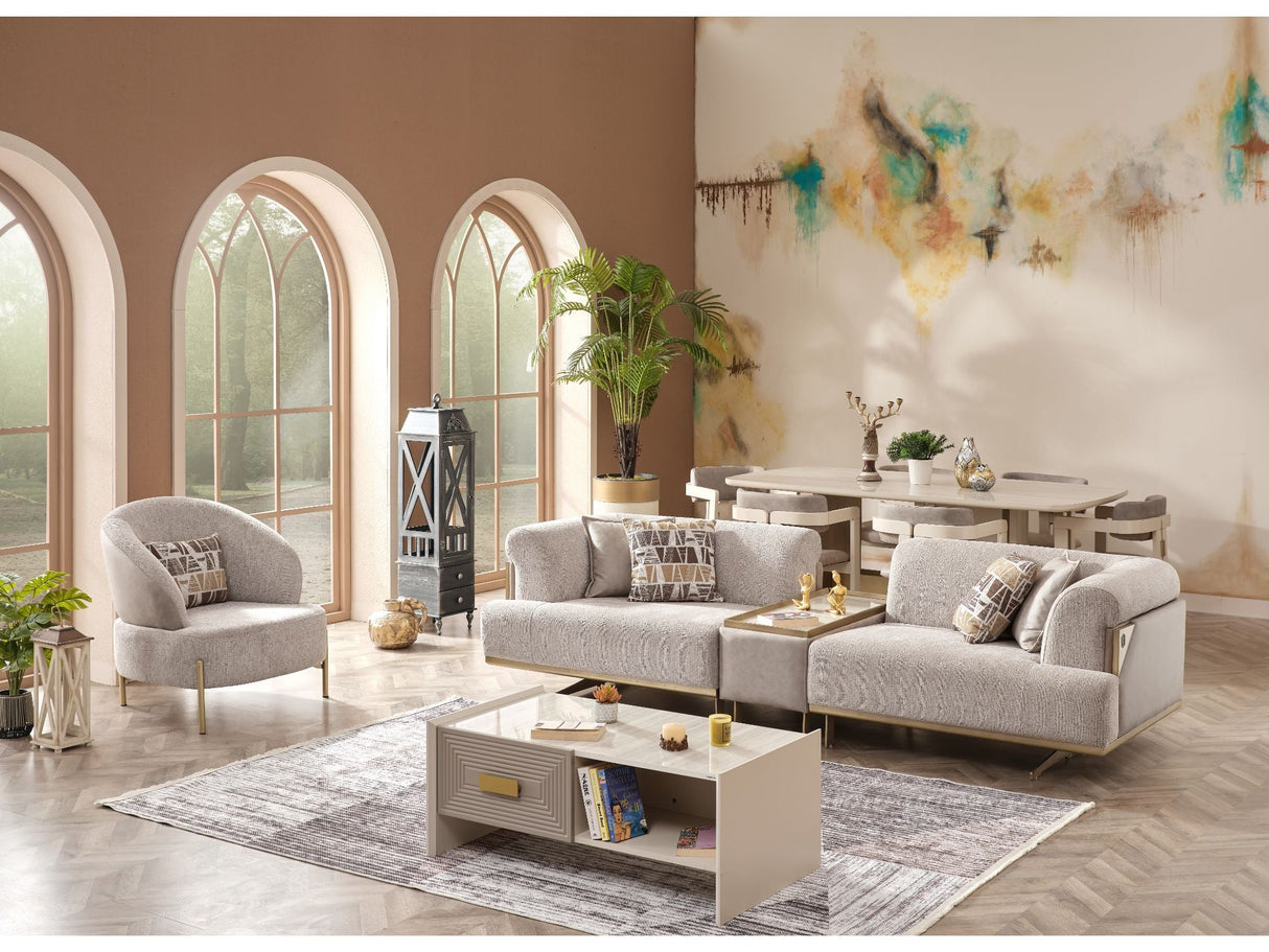 Urla Stationary Module Sofa in Cream from Furnia - Luna Furniture