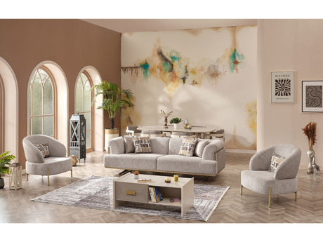 Urla 4-pieces (Sofa & Module Sofa & 2 Chair) Livingroom Set in Cream from Furnia - Luna Furniture