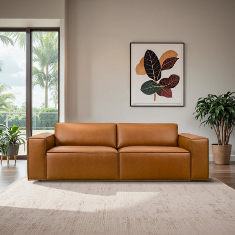 Uvalde Tan Vegan Leather Sofa from Midinmod - Luna Furniture