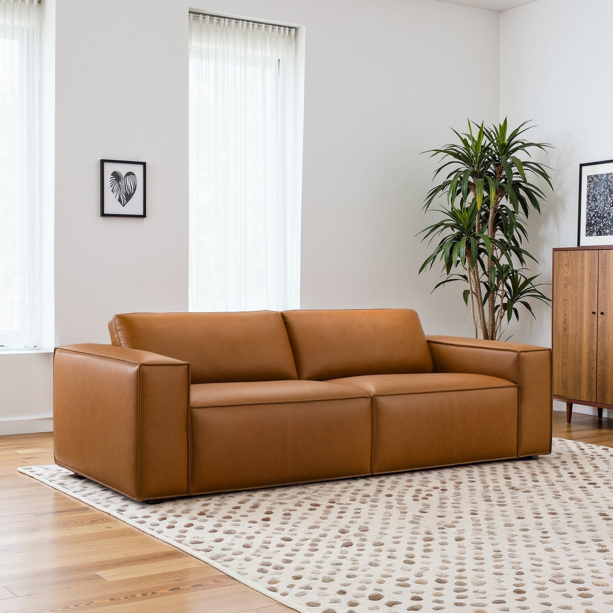Uvalde Tan Vegan Leather Sofa from Midinmod - Luna Furniture