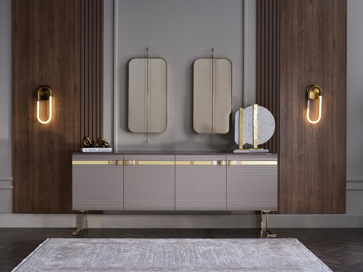 Veronica Taupe/Gold 7-Piece Dining Room Set from Bellona - Luna Furniture