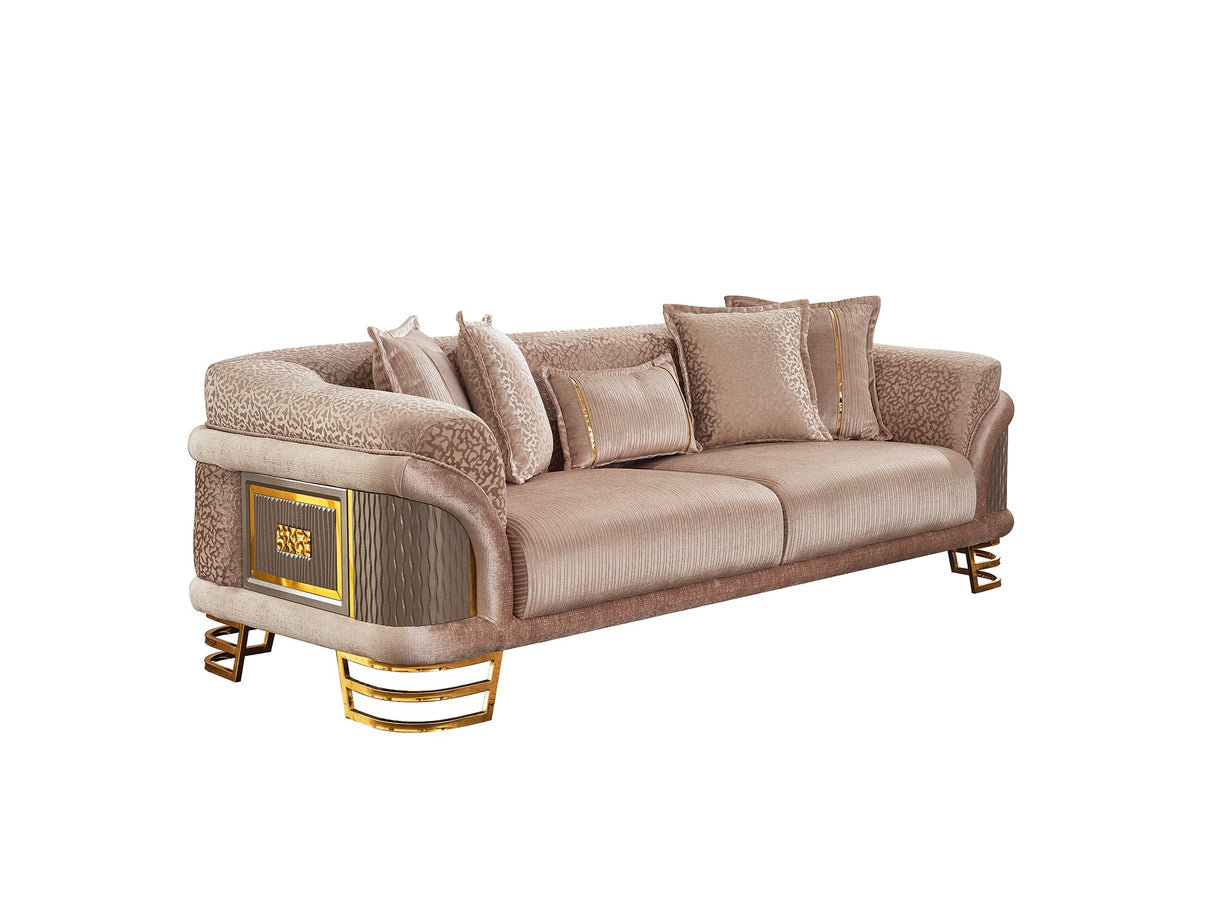 Versace 3-pieces (Sofa & Loveseat & Chair) Livingroom Set in Cream from Furnia - Luna Furniture
