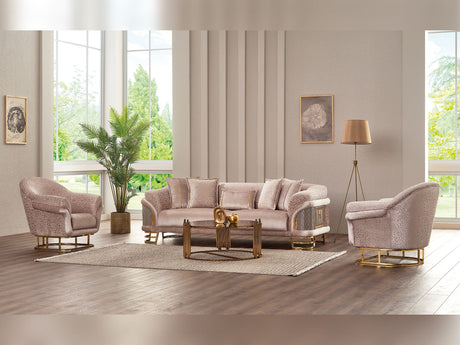 Versace 3-pieces (Sofa & Loveseat & Chair) Livingroom Set in Cream from Furnia - Luna Furniture