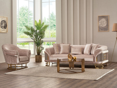 Versace Stationary Sofa in Cream from Furnia - Luna Furniture