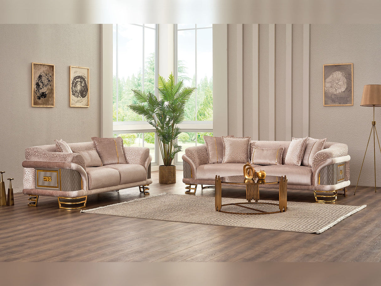 Versace Stationary Sofa in Cream from Furnia - Luna Furniture
