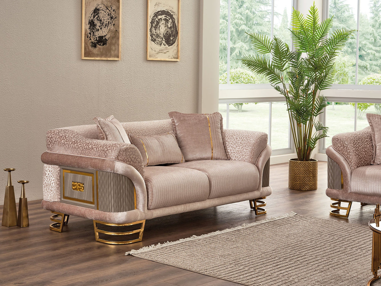 Versace Stationary Loveseat in Cream from Furnia - Luna Furniture