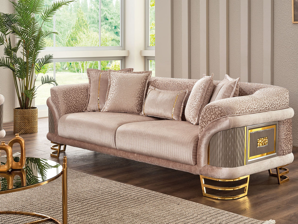Versace Stationary Sofa in Cream from Furnia - Luna Furniture