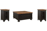 Valebeck Black/Brown Coffee Table and 2 Chairside End Tables from Ashley - Luna Furniture