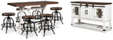 Valebeck Counter Height Dining Table, 6 Barstools and Server from Ashley - Luna Furniture