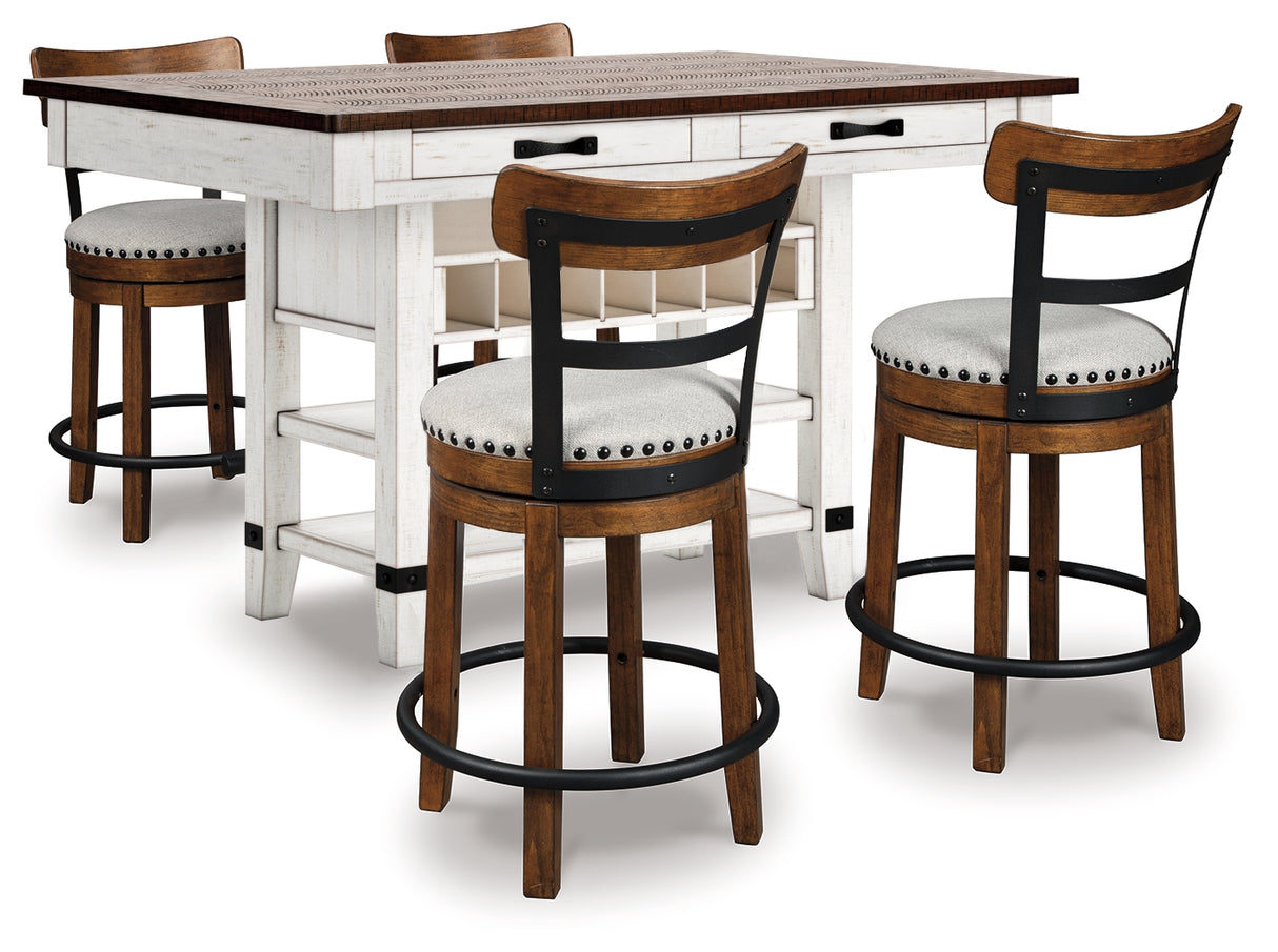 Valebeck White/Brown Counter Height Dining Table and 4 Barstools from Ashley - Luna Furniture