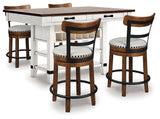 Valebeck White/Brown Counter Height Dining Table and 4 Barstools from Ashley - Luna Furniture