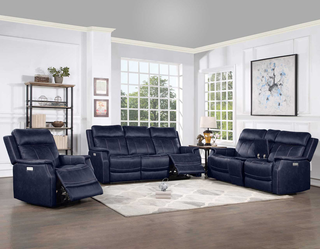 Valencia Ocean Blue Dual-Power Reclining Console Loveseat from Steve Silver - Luna Furniture