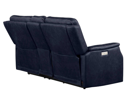 Valencia Ocean Blue Dual-Power Reclining Console Loveseat from Steve Silver - Luna Furniture