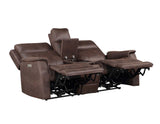 Valencia Walnut Dual Power Reclining Loveseat with Console from Steve Silver - Luna Furniture