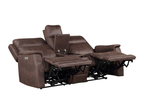 Valencia Walnut Dual Power Reclining Loveseat with Console from Steve Silver - Luna Furniture