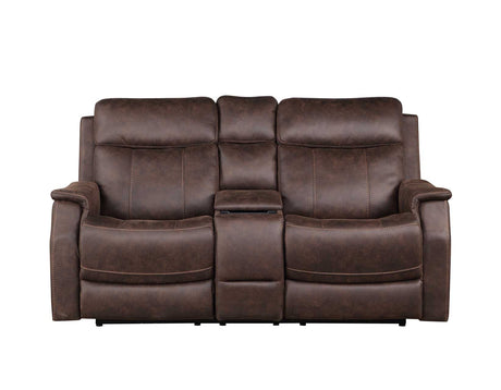 Valencia Walnut Dual Power Reclining Loveseat with Console from Steve Silver - Luna Furniture