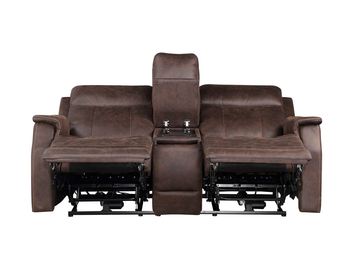 Valencia Walnut Dual Power Reclining Loveseat with Console from Steve Silver - Luna Furniture