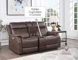 Valencia Walnut Dual Power Reclining Loveseat with Console from Steve Silver - Luna Furniture