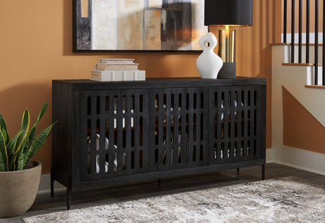 Vallisburg Black/Natural Accent Cabinet from Ashley - Luna Furniture