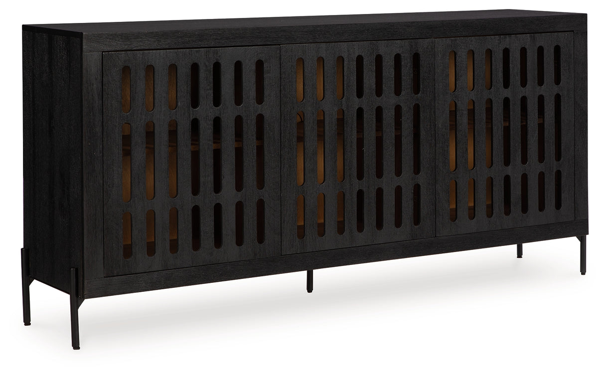 Vallisburg Black/Natural Accent Cabinet from Ashley - Luna Furniture