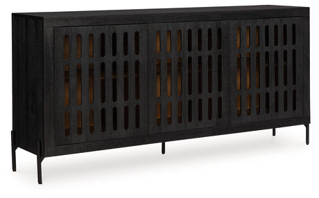 Vallisburg Black/Natural Accent Cabinet from Ashley - Luna Furniture