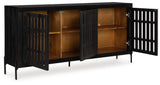 Vallisburg Black/Natural Accent Cabinet from Ashley - Luna Furniture