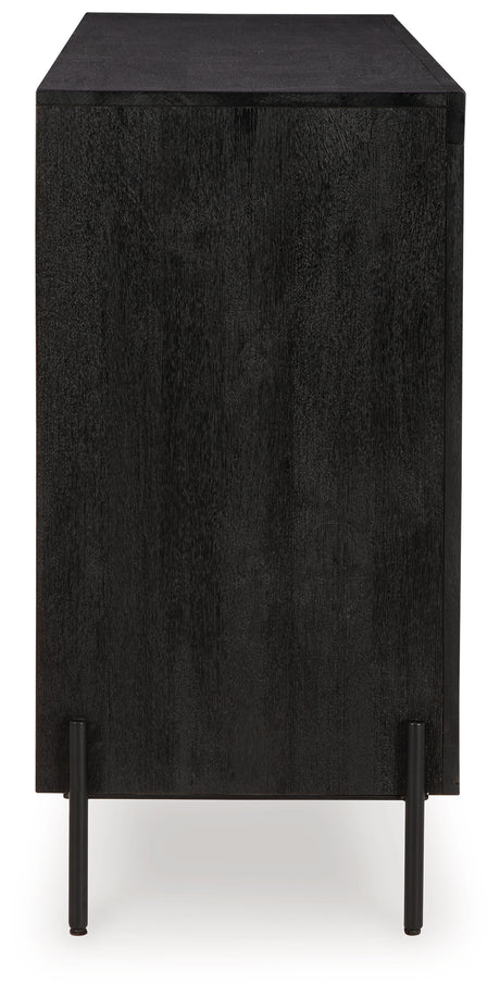 Vallisburg Black/Natural Accent Cabinet from Ashley - Luna Furniture