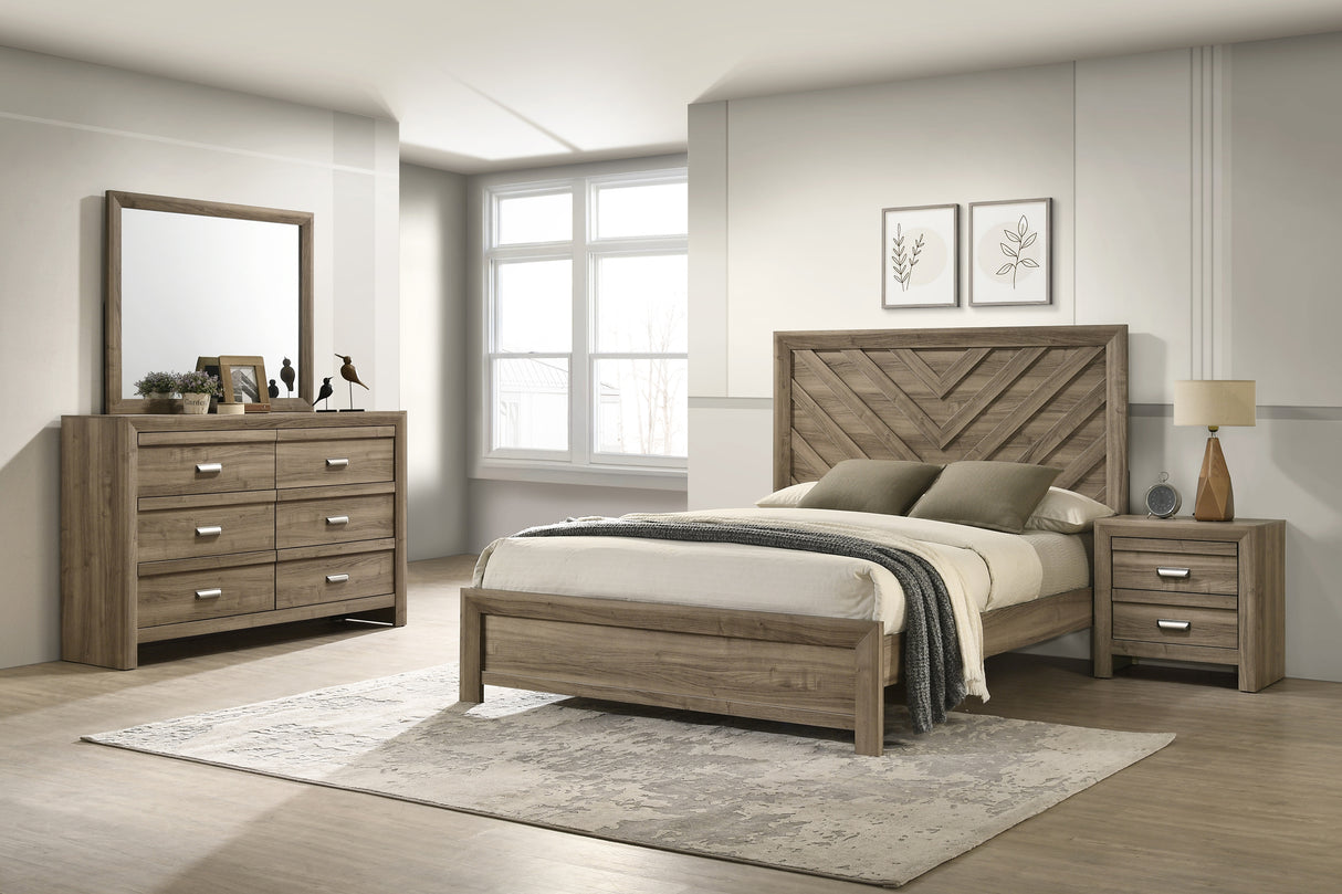 Valor Light Brown Panel Bedroom Set from Crown Mark - Luna Furniture