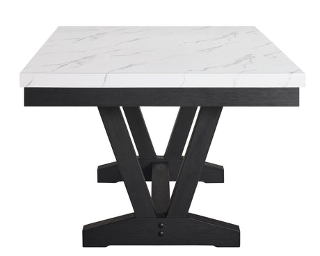 Vance White/Black Faux Marble Dining Table from Crown Mark - Luna Furniture