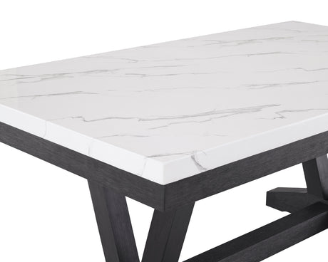 Vance White/Black Faux Marble Dining Table from Crown Mark - Luna Furniture
