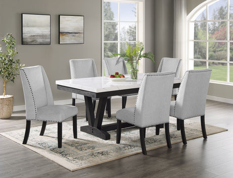 Vance Dove Faux Marble Dining Set from Crown Mark - Luna Furniture