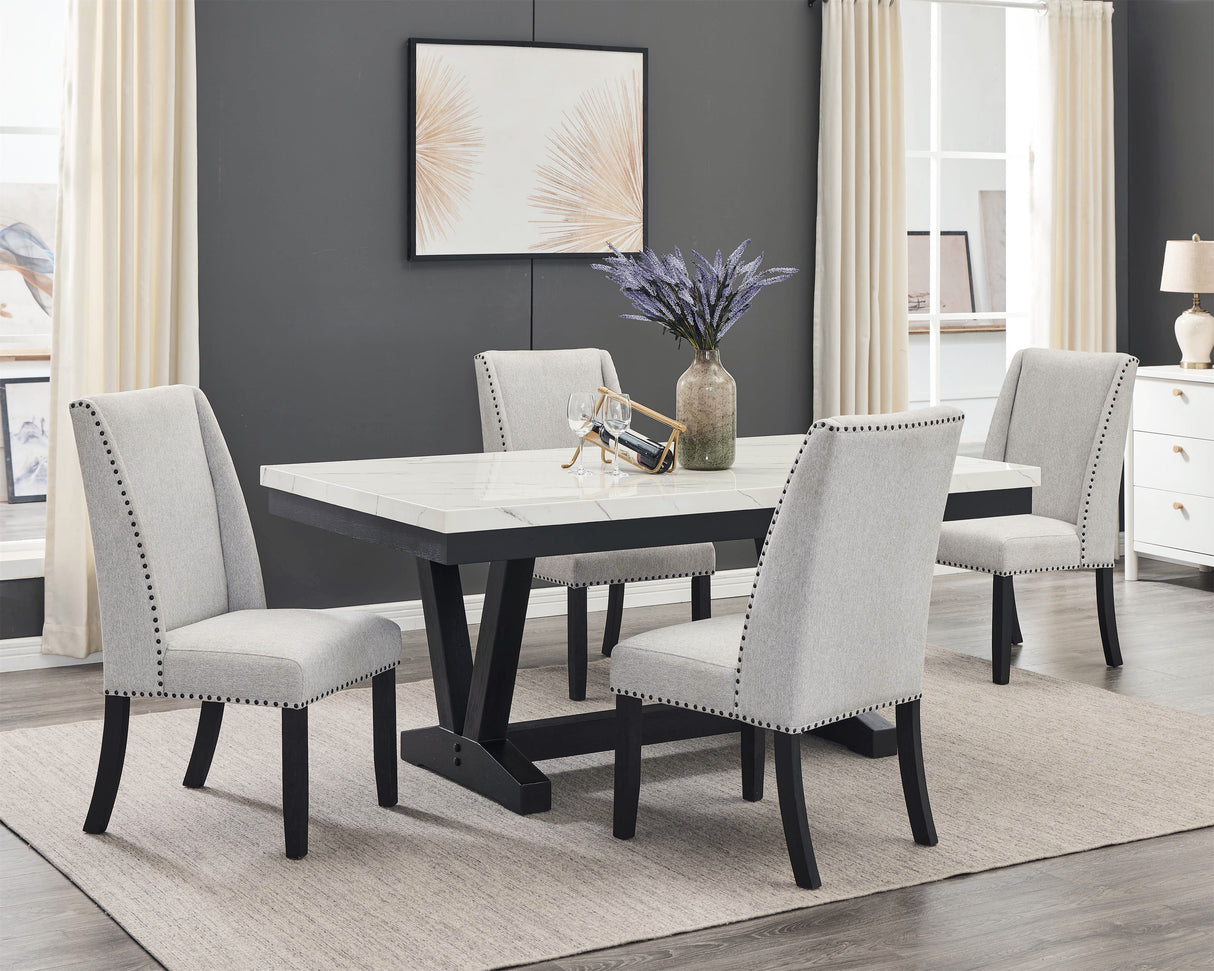 Vance Dove Faux Marble Dining Set from Crown Mark - Luna Furniture