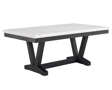 Vance White/Black Faux Marble Dining Table from Crown Mark - Luna Furniture