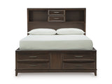 Vanmore Dark Brown Bookcase Storage Platform Bedroom Set from Ashley - Luna Furniture