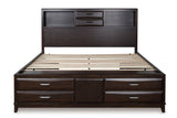 Vanmore Dark Brown King Bookcase Storage Platform Bed from Ashley - Luna Furniture
