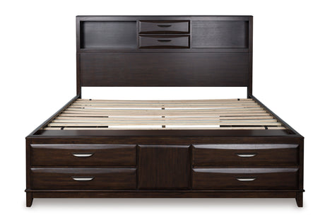Vanmore Dark Brown King Bookcase Storage Platform Bed from Ashley - Luna Furniture