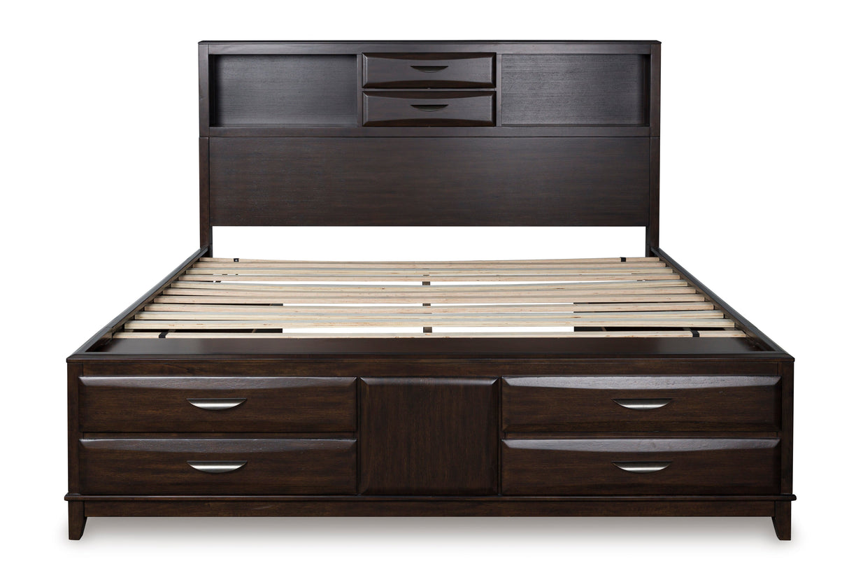 Vanmore Dark Brown California King Bookcase Storage Platform Bed from Ashley - Luna Furniture