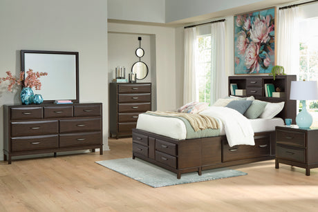 Vanmore Dark Brown Full Bookcase Storage Platform Bed from Ashley - Luna Furniture