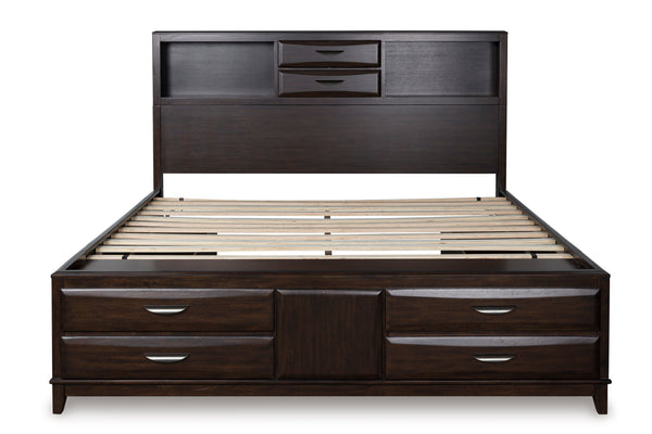 Vanmore Dark Brown King Bookcase Storage Platform Bed