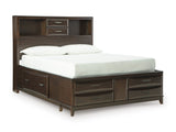 Vanmore Dark Brown Queen Bookcase Storage Platform Bed from Ashley - Luna Furniture